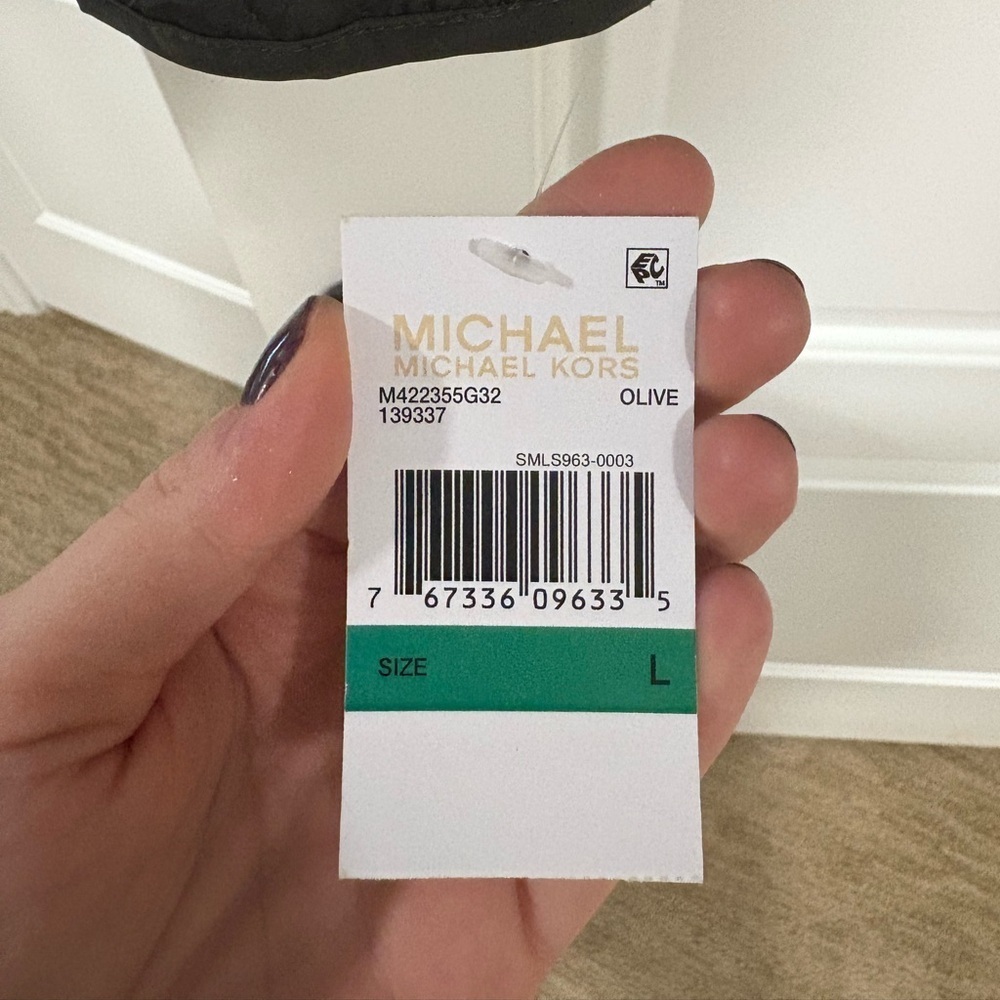 NWT Michael Kors Quilted Dark Green Utility Jacket - Picture 3 of 3